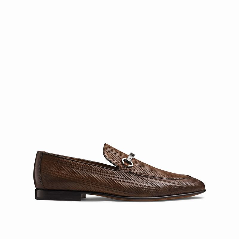 Russell & Bromley Pluto Slip-On Trimmed Loafers Mens Brown [KUF3144IZ]